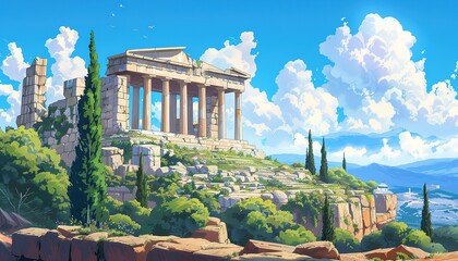 Wall Mural - greek anime cartoon style