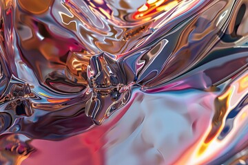 Wall Mural - Abstract art with metallic textures and reflective surfaces, creating a futuristic look.
