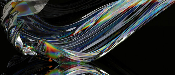 Wall Mural - Abstract gradient wave chromatic dispersion spectral effect. 3d rendering