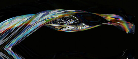 Wall Mural - Abstract gradient wave chromatic dispersion spectral effect. 3d rendering
