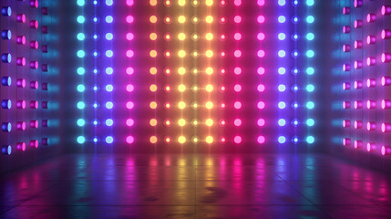 Wall Mural - a colorful room with neon lights and a dark background. the lights are in different colors and are a