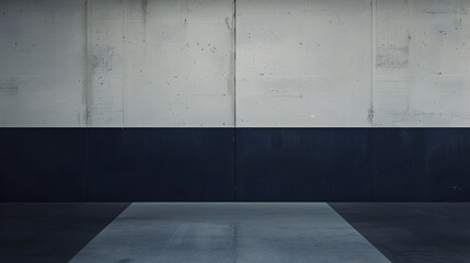 Wall Mural - A large empty room with a black and white wall. The room is empty and has a very industrial feel