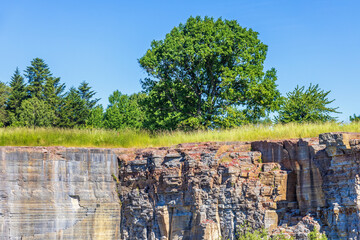 Wall Mural - Old abandoned quarry with lush green trees