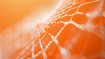 abstract orange macro spider web  background