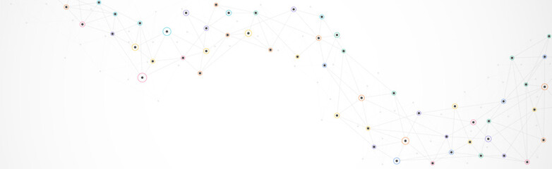 Geometric connected background. Connecting dots and lines. Global network connection. Banner template for technology.