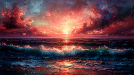 Wall Mural - sunset by the sea