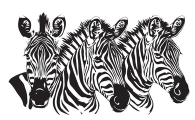 Poster - zebras black and white illustration