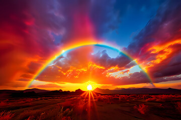 Wall Mural - rainbow over the mountains