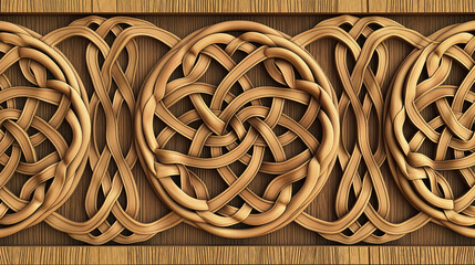 A wooden border with a pattern of intertwined cords