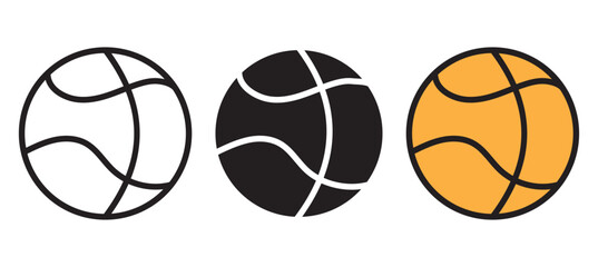 Canvas Print - Basketball icon set. basket ball game sport vector symbol in black filled and outlined style.