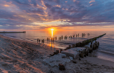 Wall Mural - Sunset over the Baltic coast in Poland