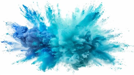 Wall Mural - Artistic explosion of colors in an aquatic on white background