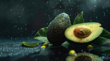 Canvas Print - Fresh Avocado with Water Drops