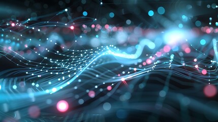 futuristic quantum communication network with quantum repeaters and nodes enabling secure quantum information transfer over long distances.