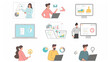© Rabil - Online business concept drawings. Set of drawings of men and women in various activities of online business, communication, marketing. Modern vector style for graphic and web design.