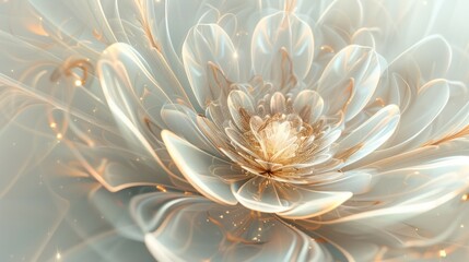 Poster - Abstract Flower with Golden Sparkle