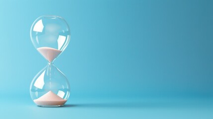 Hourglass isolated on blue background with copy space