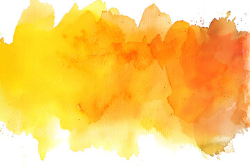 Wall Mural - Yellow and orange watercolor gradient wash on transparent background.