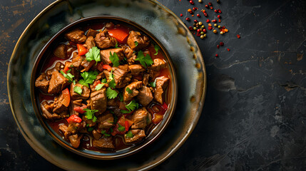 Wall Mural - delicious looking Carne Guisada, food photography