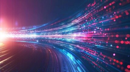 Wall Mural - abstract technology big data background concept: digital data flow motion, transfer and storage of d