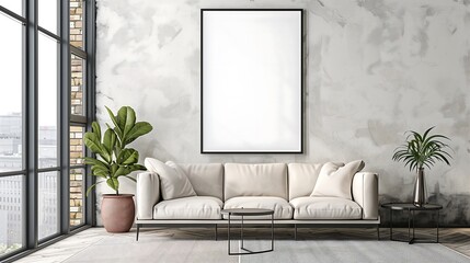 Poster - living room frame mockup