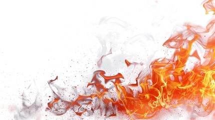 Wall Mural - fire on white background