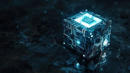 Glowing Cube with Circuitry