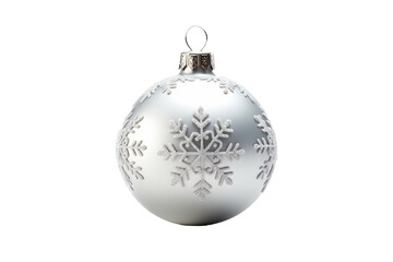 silver christmas ball decoration isolated on transparent background, png format for holiday design p