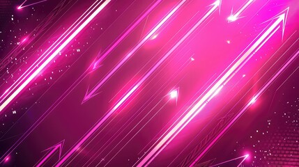 Wall Mural - Pink and purple glowing arrows on a dark background