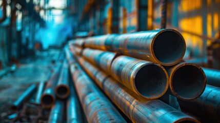 Steel Pipes in a Factory