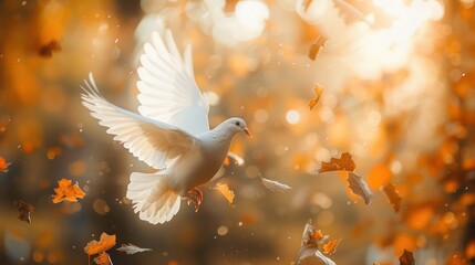 Sticker - Dove in Flight During Autumn