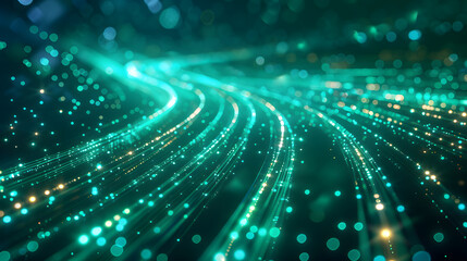 Wall Mural - green light streak, fiber optic, speed line, futuristic background for 5g or 6g technology wireless 