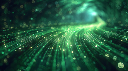 Wall Mural - green light streak, fiber optic, speed line, futuristic background for 5g or 6g technology wireless 