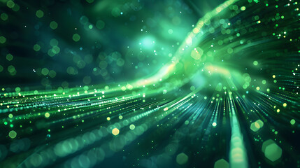 Wall Mural - green light streak, fiber optic, speed line, futuristic background for 5g or 6g technology wireless 