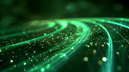 Wall Mural - green light streak, fiber optic, speed line, futuristic background for 5g or 6g technology wireless 