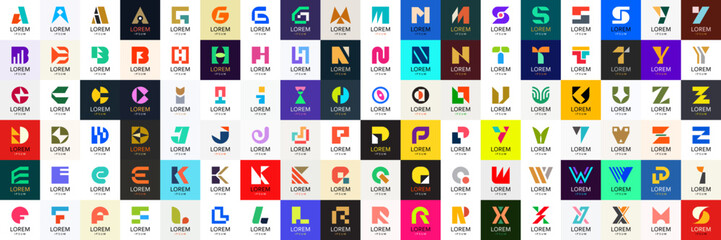 Wall Mural - abstract logos collection with letters. geometrical abstract logos. icon design