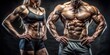 © Sirinporn - Powerful athletic male and female torso silhouettes on a dark background, conveying strength and fitness, ideal for gym or training layout concepts and motivational imagery.