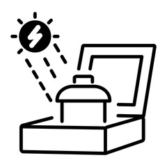 Poster - Solar oven vector icon in line style 