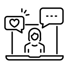 Canvas Print - An outline icon of romantic talk online 