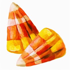 Wall Mural - Festive Candy Corn Clipart for Halloween Celebration in Vibrant Digital Painting Style on White Background