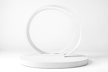 Canvas Print - Minimalist White Circle Stand for Product Display