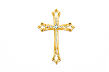 Diamond-Encrusted Gold Cross Pendant