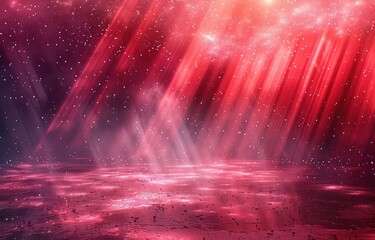 Wall Mural - Glowing red and purple lights shimmer over a reflective surface