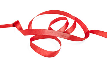 Sticker - Red satin ribbon isolated on white background