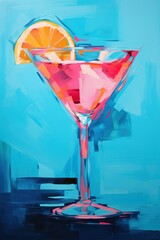 Sticker - A blue Hawaii cocktail painting martini drink.