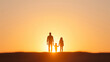 © StirfryMoJi - Silhouette of a family holding hands, walking at sunset, with a warm, glowing sky in the background.