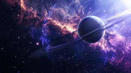 Wall Mural - background Saturn on deep space and nebula