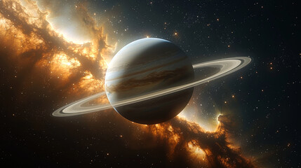 Wall Mural - background Saturn on deep space and nebula