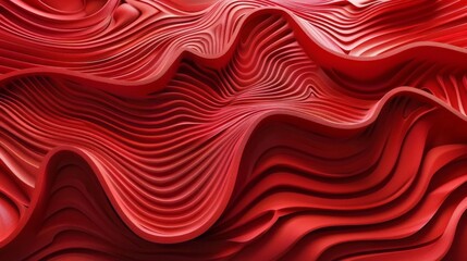 Wall Mural - Dynamic 3d red background with modern wave effect, abstract futuristic design for digital technology concepts and creative visualizations


