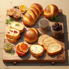 Wall Mural - Artisanal Bakery Menu Featuring a Variety of Fresh Toasted Bread